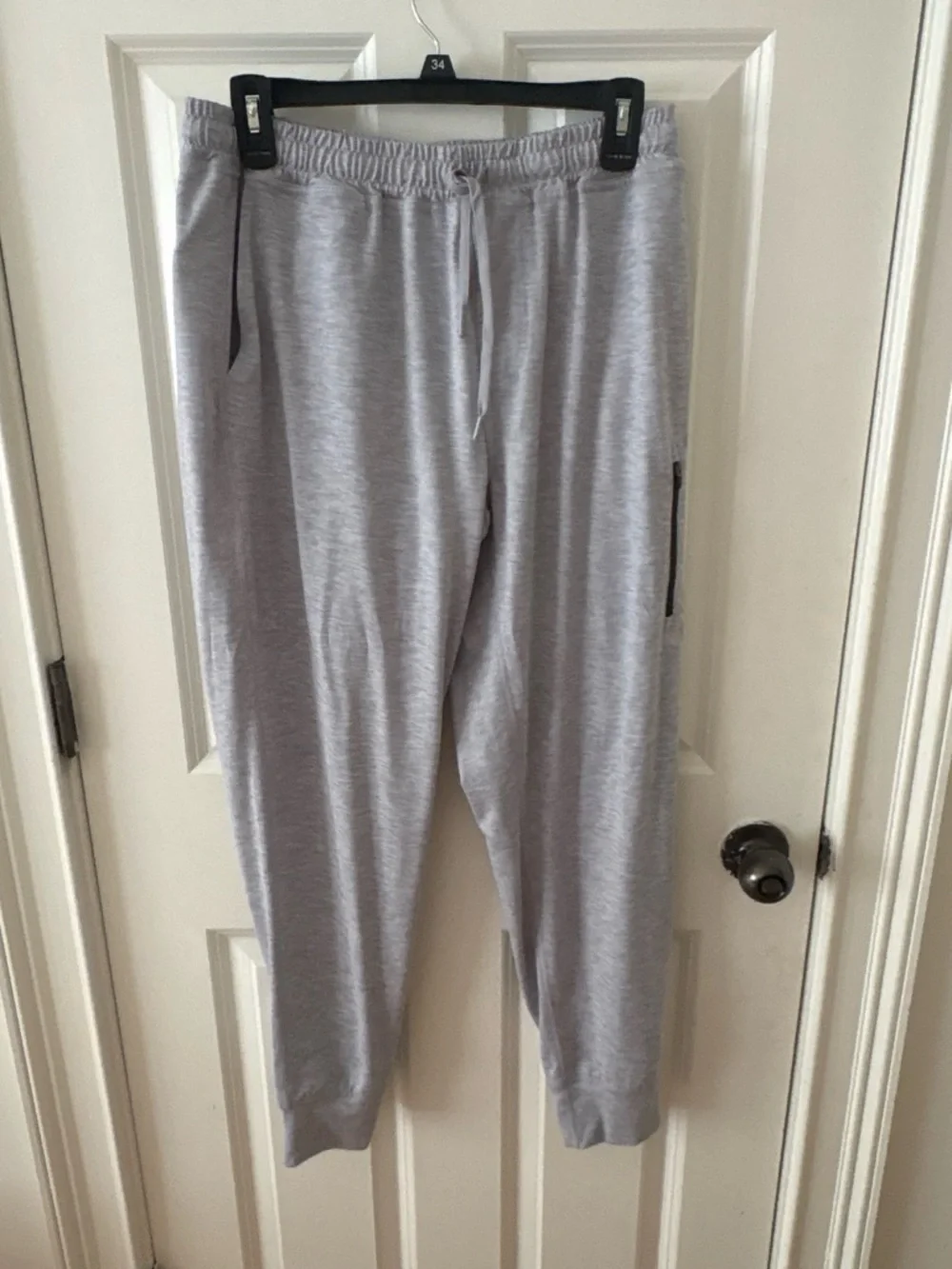 Men's Light Gray Casual Joggers with Zipper Pocket